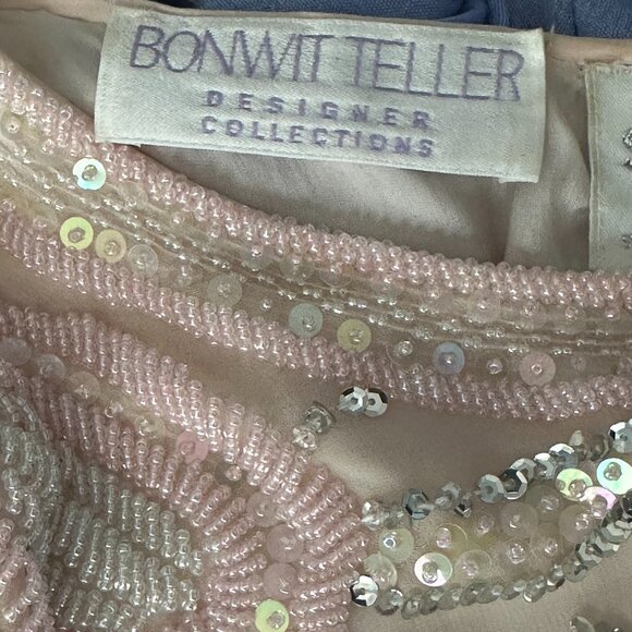 Vintage Bonwit Teller pink, sparkling designer evening gown XL - Picture 1 of 9